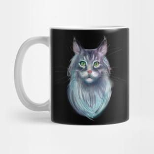 Grey Maine Coon Cat with Green Eyes Mug